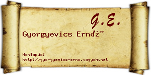 Gyorgyevics Ernő névjegykártya